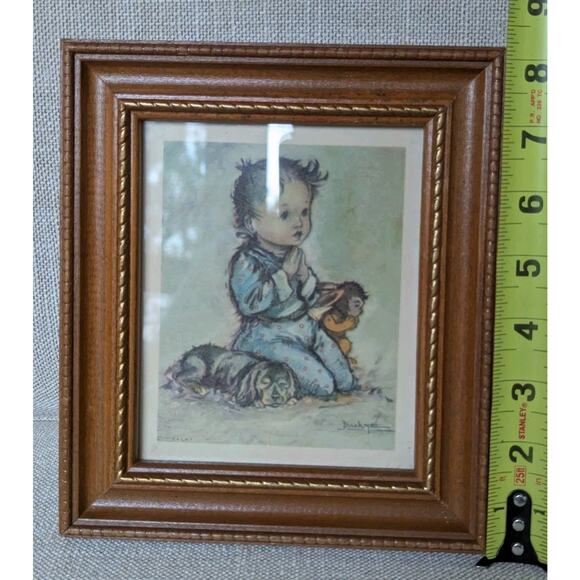 Professionally Framed Set Of 2 Prints Boy And Girl Praying by Artist Jean Bukac - Picture 8 of 8